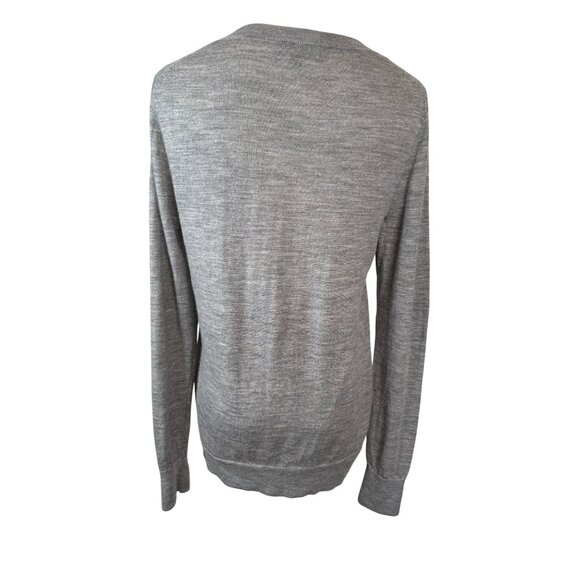 Banana Republic Small Gray Merino Wool Sweater Red Lip Detail - Picture 2 of 12